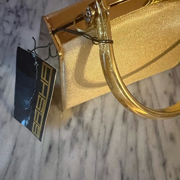 New Gold Sasha Fabiani mini handheld/ crossbody bag - Picture 9 of 13